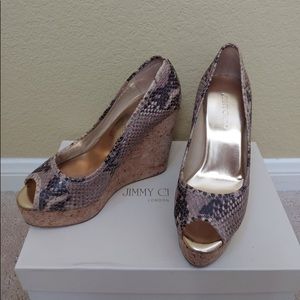 Jimmy Choo Praise Snake-Print Wedges
